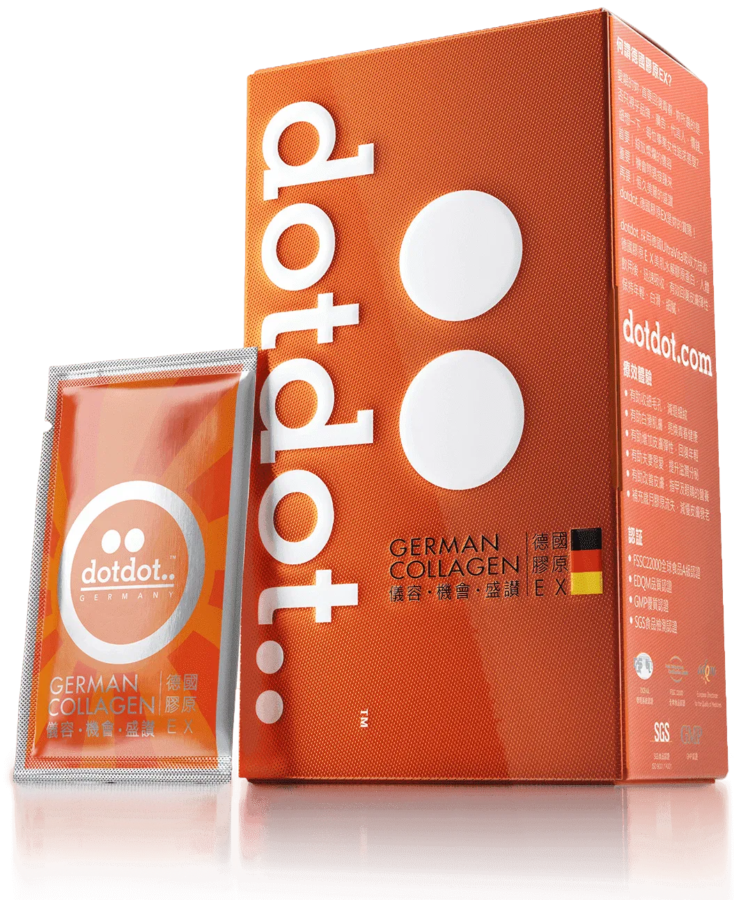 dotdot 德國膠原EX 產品包裝，每盒 20 包